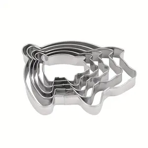 5-Piece Nested Pig Shaped Cookie Cutter Set, Stainless Steel Marranitos Mold for Mexican Baking, Food Grade Reusable Piggy Biscuit Cutters