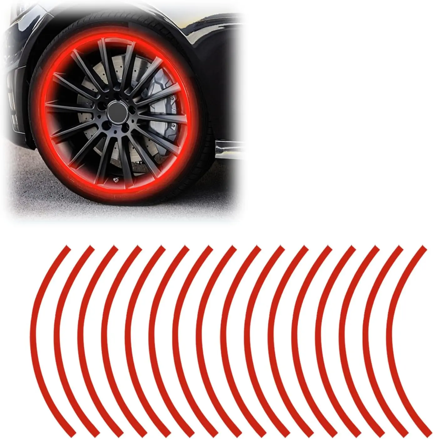 16PCS 17''-19'' Reflective Wheel Rim Stripe Decal Sticker, Universal Night Safety Tape Reflective Stickers, Waterproof Tire Rim Decoration Stripe