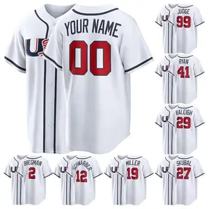 USA Baseball Jersey, White WBC26 Baseball Jersey, Fan Name Number Shirt,Men/Youth Size, All Players, Custom Jersey