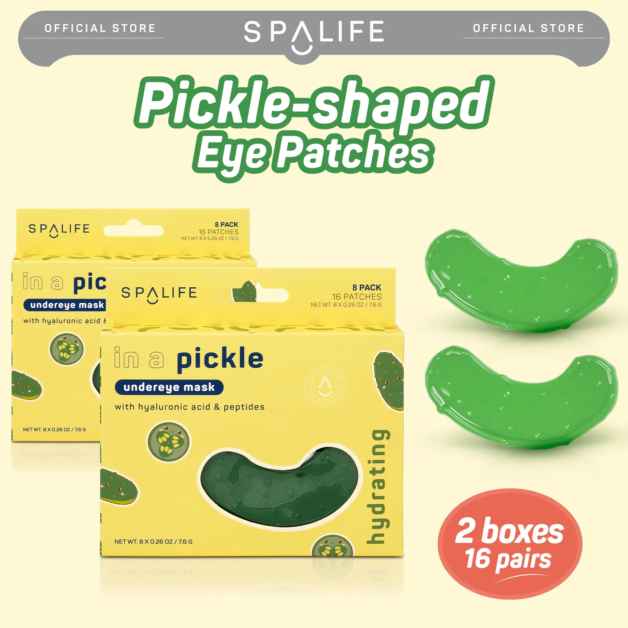 In a Pickle Eye Patches | Hydrating & Smoothing Undereye Patches with Hyaluronic Acid, Peptides & Glycerin | Affordable Eye Patches for dark circles, puffiness & Dryness | Gifts for Teens | 16 Pack