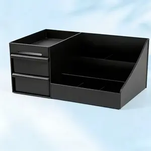 Large-capacity layered storage box with open storage area + drawer hidden area. It can fully store bathroom toiletries, cosmetics, and office stationery, keeping the countertop tidy Storage Drawer Platform