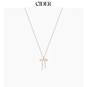 Cider [3 colors, size One Size-One Size] RHINESTONE DECOR BOWKNOT PENDANT NECKLACE