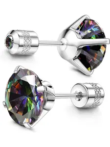 Hypoallergenic G23 Titanium Screw Back Earrings, 20g Pure Titanium Posts, 5a Cz Studs for Sensitive Ears, Sparkling Zirconia, Cubic Zirconia, Unisex Casual Trendy Jewelry