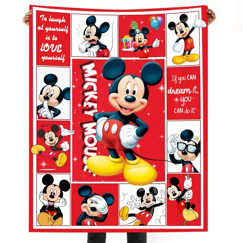 [SummerVibes] DISNEY CLASSIC Mickey Minnie Mouse Blanket - Lightweight, Cozy Throw, Home, Home Decor, Cartoon Theme Blanket Super Soft, Perfect Gift