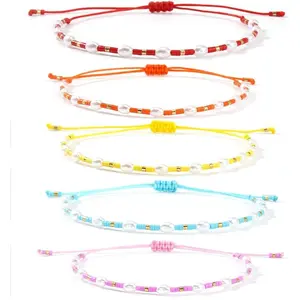 Colorful Beaded Bracelet Stack for Women,Bohemian Multicolor Seed Beads Adjustable Stackable Bracelets Minimalism Fashion Beach Holiday  Accessories  Friendship