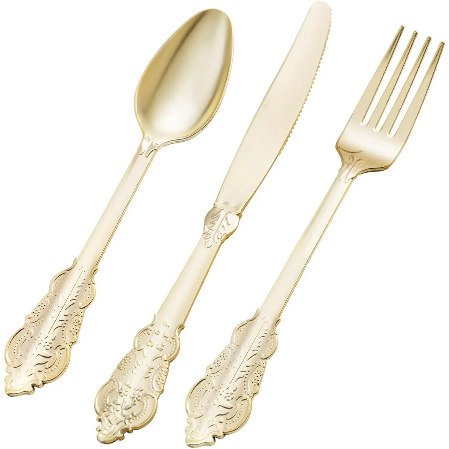 300 count  Plastic Silverware for 100 Guests, Heavy Duty  Disposable Utensils Sets, Includes 100 Forks, 100 Spoons, 100 , Elegant Cutlery  for Wedding, Party