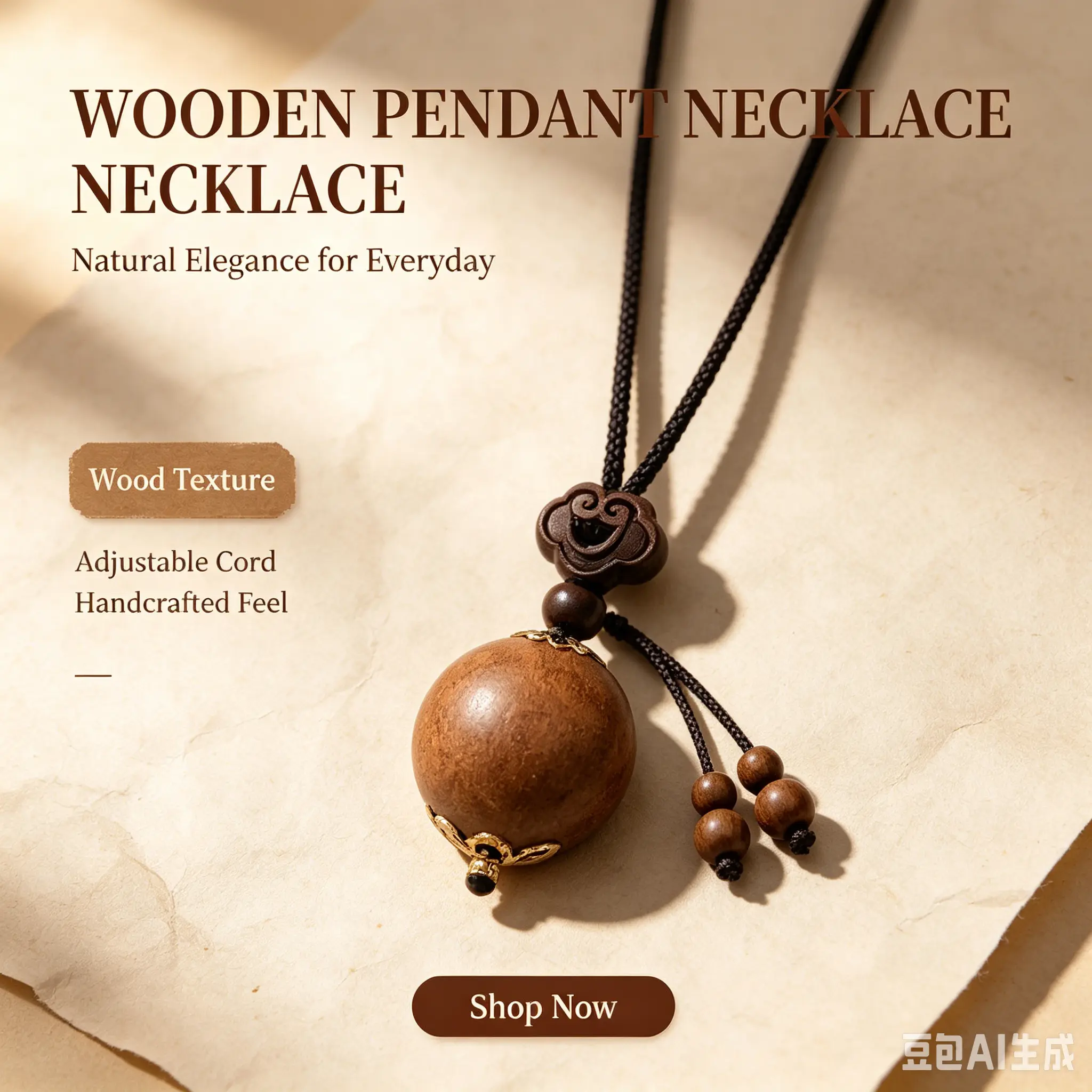 Unisex Cooling Single Sphere Beaded Pendant Necklace - Minimalist Zen Style Jewelry on Simple Cord for Male and Female Fashion Accessory