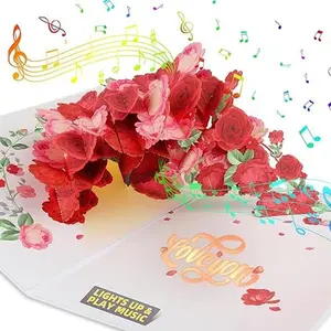 Card, 3D Greeting Card, Rose Bouquet Romantic Gifts, Happy Anniversary Cards, Wedding Cards for Boyfriend, Girlfriend, Wife, Husband, Her,