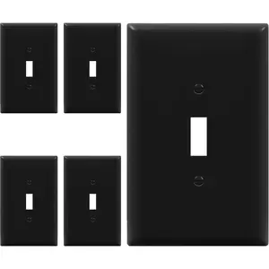 Toggle Light  Wall Plate,   Cover, Gloss Finish,  1-Gang 5.5" x 3.5", Unbreakable Polycarbonate Thermoplastic, 8811O-BK-5PCS, Black, 5 Pack