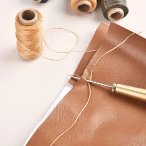 3pcs Thick Leather Waxed Thread For Hand Stitching Leather Cord DIY Bracelet, Beading Making, Jewelry Making 50 Meters Round Waxed Line, Flat Wax Rope Thread 150D Zouma Polyester Needle Pendant Sewing Thread