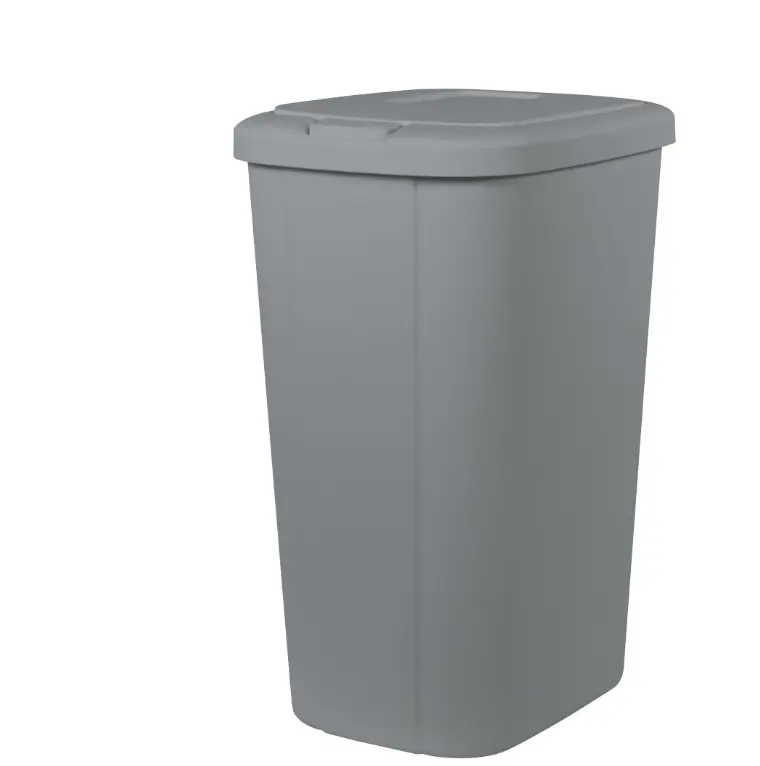 13.3 Gallon Trash Can, Plastic Touch Top Kitchen Trash Can, Grey