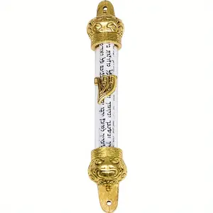 Gold-Plated Mezuzah with Crown - Glass, Multicolor | Scripture Scroll Included | Perfect for Hanukkah, Christmas, Easter, Thanksgiving & New Year Gifts