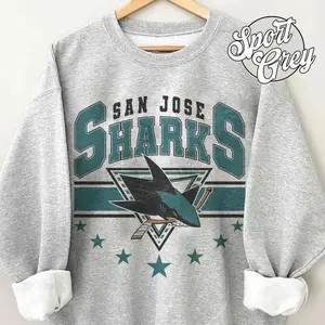[Sale Up To 30%] + [Free Ship] Vintage 90s San Jose Sweatshirt, Hockey Retro T-shirt, Sharks Hockey US Gift For Fan