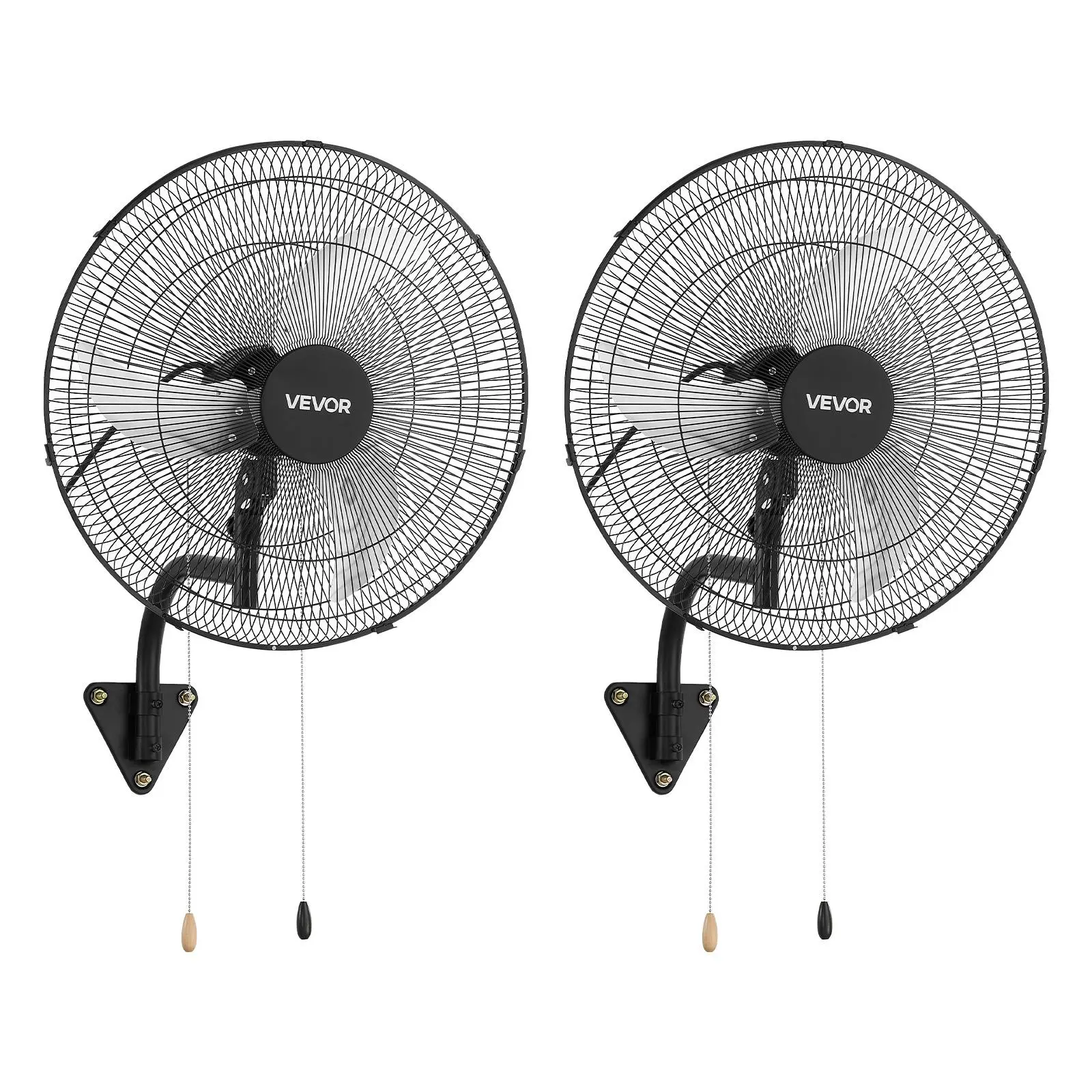 【Father's Day Gifts】2-Pack 20in Indoor Wall-Mounted Oscillating Cooling Adjustable Fans, Sturdy Aluminum Blade 3-Speed Control Fans with Long-Range Flow, Pull-Cord Start & Variable Rotation Angle for Industrial Garage, Oscillate-Tilt Aim Function