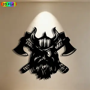 1pc Viking Helmet & Axe Metal Wall Art,Viking Statue Mural, Ideal Gift for Halloween, New Year, Viking Decor Enthusiasts, Weather-Resistant Metal Wall Decor , Perfect for Living Room Wall & Garden Fence, Unique Home Decor for Nordic Culture Fans