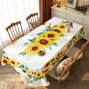 1 Piece Polyester Tablecloth, Sunflower Printed, Multiple Specifications Available, Multi - color, Thickened, Waterproof & Oil - proof, Washable, for Home & Outdoor Use, Creating Warm Dining Atmosphere in Cozy Room
