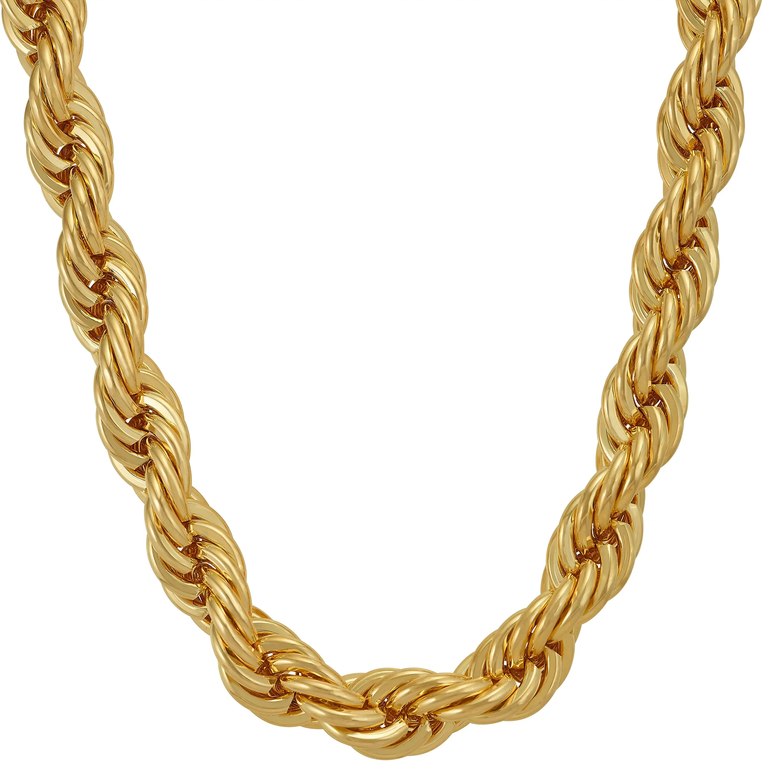 LIFETIME JEWELRY 8mm Rope Chain Necklace 24k Real Gold Plated for Women and Men (18 inches, 1 - Gold Plated)