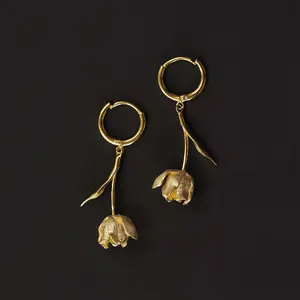 Tulip Earrings Golden/Silver Pair Ear Jewelry Women Jewelry Fashion Accessories