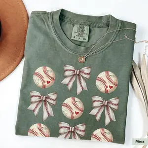 Comfort Colors Coquette Baseball Shirt, Baseball Mom Shirt, Womens Baseball Shirt, Baseball Lover Shirt, Baseball Season, Baseball Bow Tee