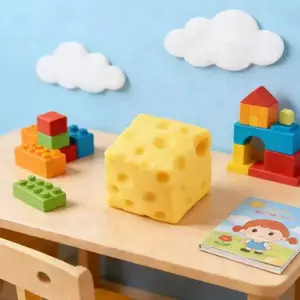 Creative Hot-Selling Slow-Rising Cube Cheese New Square Cheese Squishy Toy Cute Realistic Desk Decor Fidget Stress Relief Gift