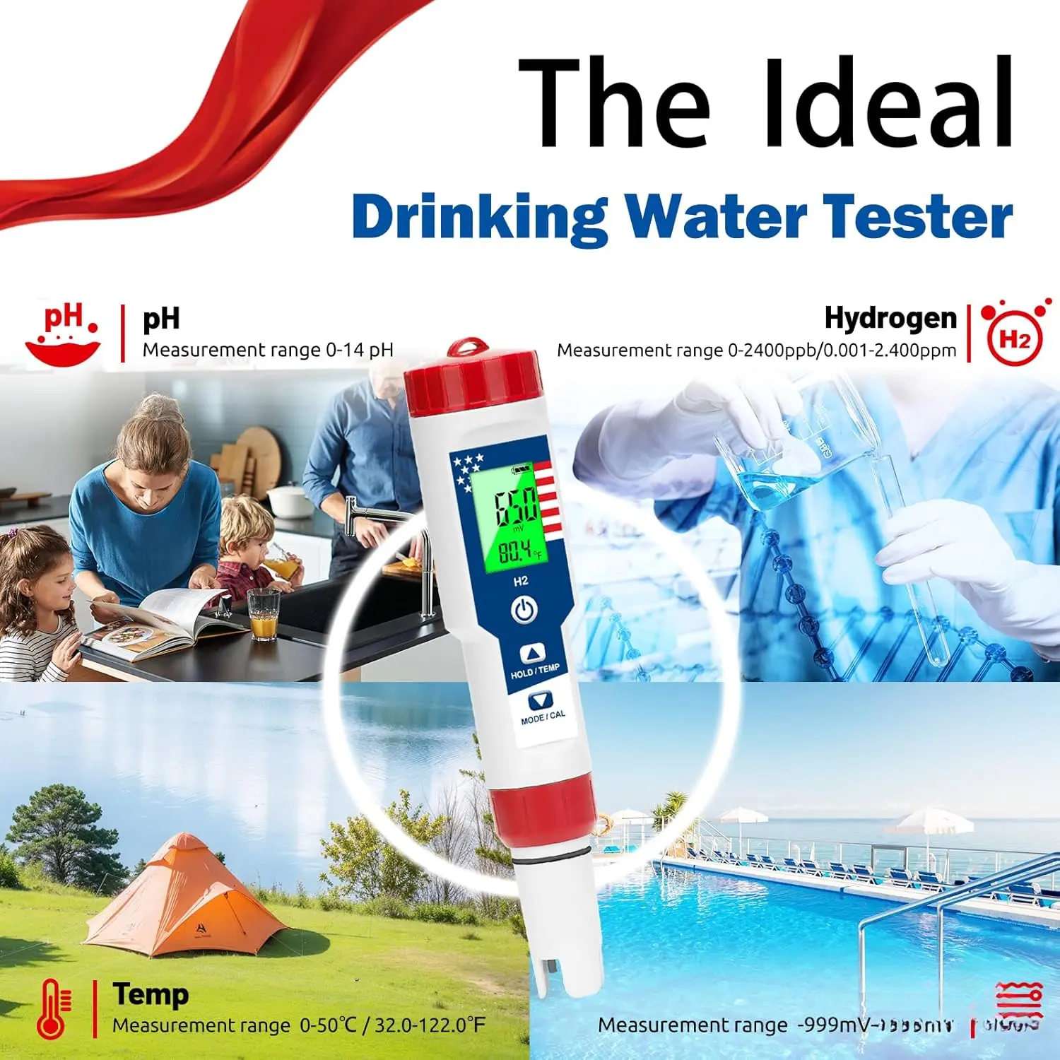 Tester 4 In 1 Per Acqua Idrogenata – Misura H2 In Ppb/ppm, PH, ORP E Temperatura!