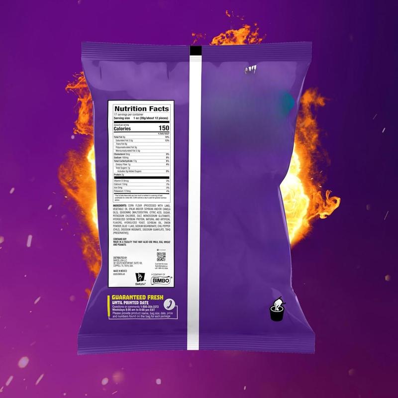 Takis Blue Heat 17 oz Fiesta Size Bag, Hot Chili Pepper Flavored Extreme Spicy Rolled Tortilla Chips