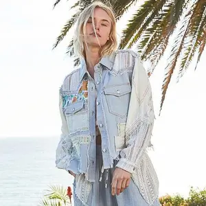 CROCHET PATCHWORK DENIM JACKET