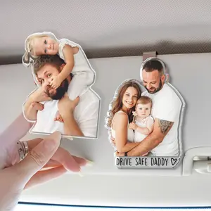 Personalized 1st Father's Day Gift For Dad, Custom Photo Car Visor Clip, Baby Photo Car Sun Visor Clip, Drive Safe Daddy, Gift For Husband, Fathers Day Gift Ideas 2026, Father's Day Gift