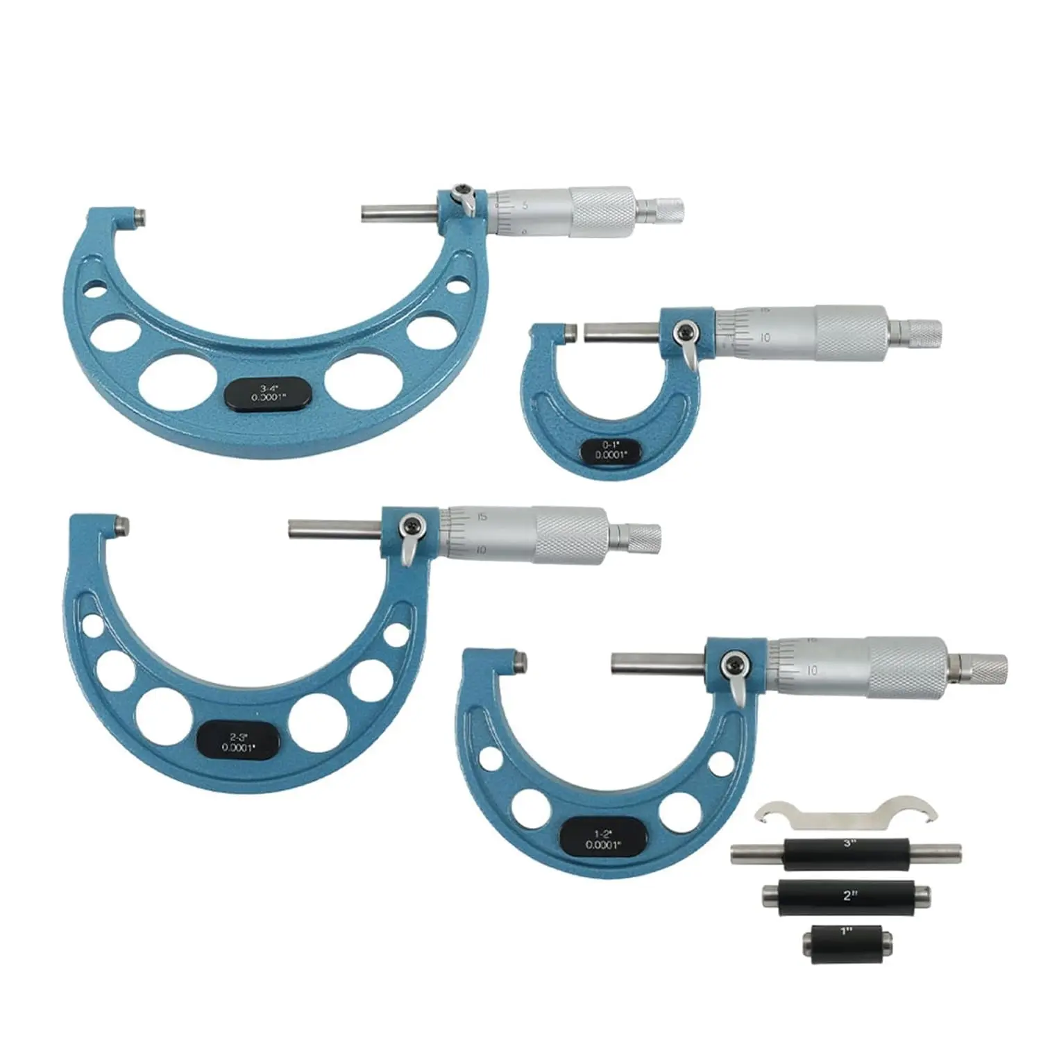 4Pcs 0-4 inch 0.0001" Outdoor Micrometer Set Machinist Tools