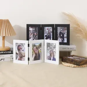 Set of 4x6 Inch Hinge Photo Frames, Foldable Family Picture Frame, Combination Frame for Home Office Desktop Decoration, Sturdy Frame Design