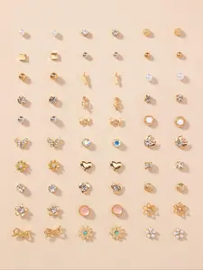 Women's 30 Pairs Bow & Flower Decor Zinc Alloy Stud Earrings