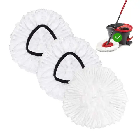 3-Pack Microfiber Mop Pads Refills for O-Cedar EasyWring 1-Tank Rotating Spin Mops, Durable Self-Cleaning Water-Absorbent Heads, Soft on Wood Floors, Dead-Angle Reach, Machine Washable, Simple Replace and Clean, Indoor Use