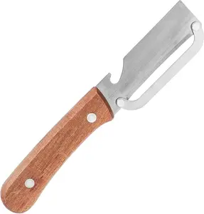 Advanced wooden-handle vegetable peeler with a bottle opener, multi-functional kitchen peeler, two-in-one stainless steel kitchen tool, suitable for fruits and vegetables, includes a bottle opener