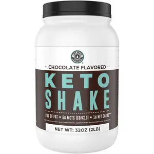 Meal Replacement Shakes, Chocolate, 2lbs, Low Carb Keto Protein Shake Mix, MCT Powder, Grass Fed Hydrolyzed Collagen Peptides, Keto Breakfast Shake, 20g, 14g Protein, 1 Net Carb, Zero Sugar