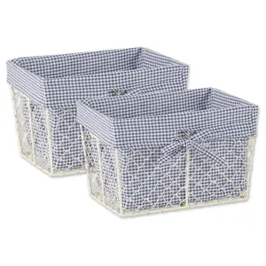 Design Imports S/2 Antique Chicken Wire Baskets w/Liners