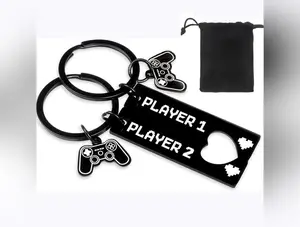 Cute Gamer Couple Key Chain for Him and Her,  Gifts for Boyfriend Girlfriend, Player 1 Player 2 Matching Keychain
