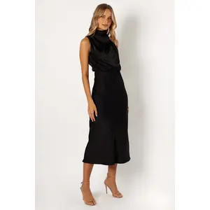 Anabelle Halter Neck Midi Dress - Black