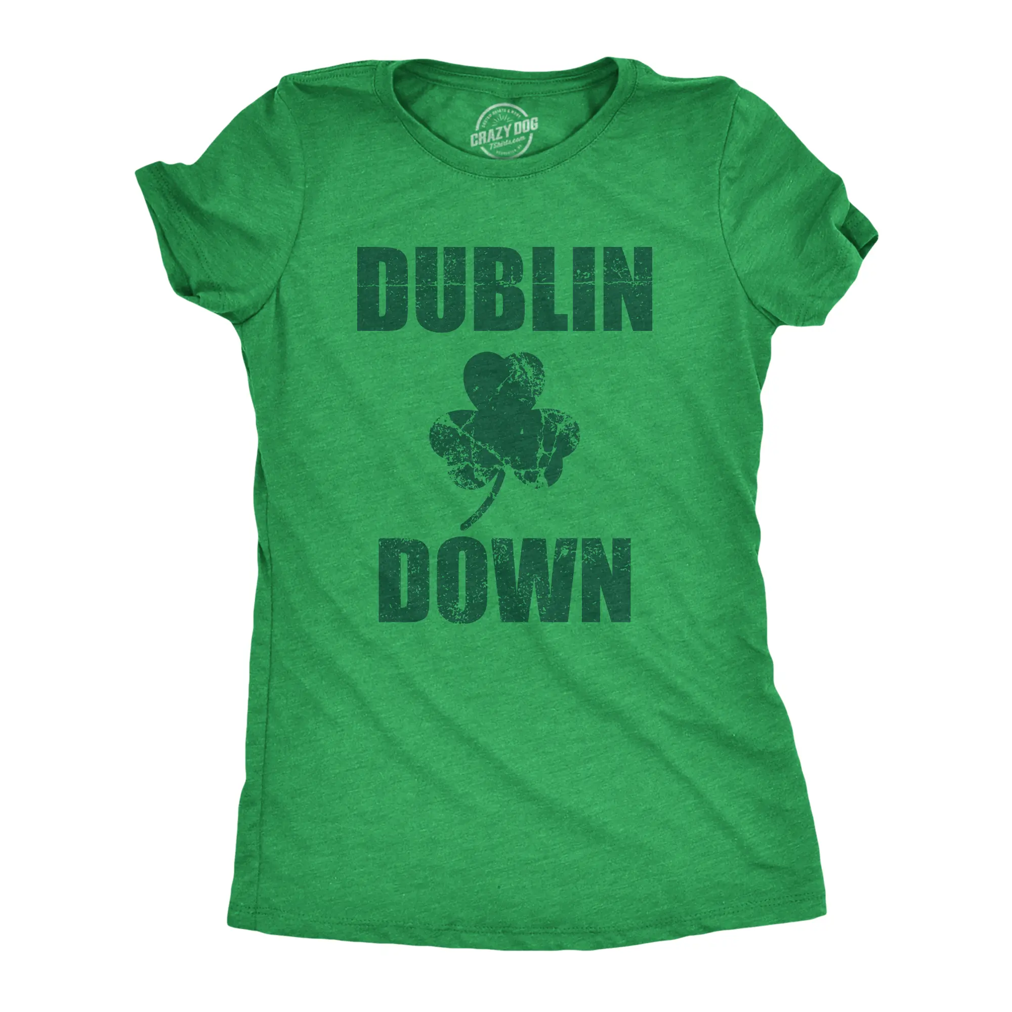 Womens Dublin Down St Patricks Day T Shirt Funny Tee for Ladies Funny Womens T Shirts Cute Vintage Fashion Casual Ladies T-Shirt Gift Saint Patrick's Day Tops for Women Women's Novelty Tees Green -