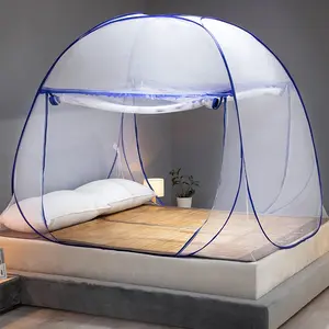 Portable Pop Up Mosquito Net for Bed Camping Travel, Double Entry for King Queen Size Bed, Folded 12 Inch 71"x79"x59"