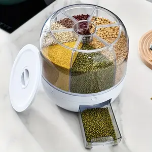 1 Pc Rotating Compartment Grain Container, Insect-Proof Moisture-Proof Sealed, Press Quantitative Rice Output, Large Capacity Home Kitchen Countertop Rice Grain Storage