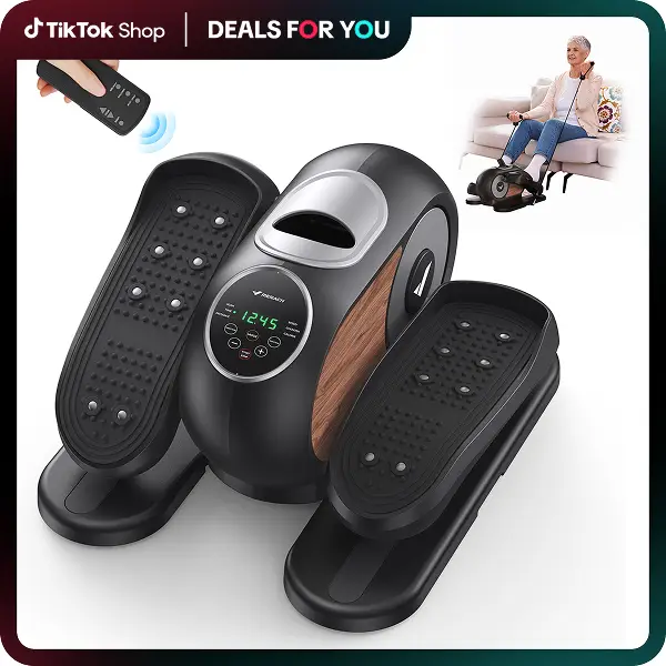 MERACH Under Desk Elliptical Machine for Home and Office, 12 Adjustable Speeds Quiet & Portable Seated Pedal Exerciser for Seniors With Non-Slip Pad,