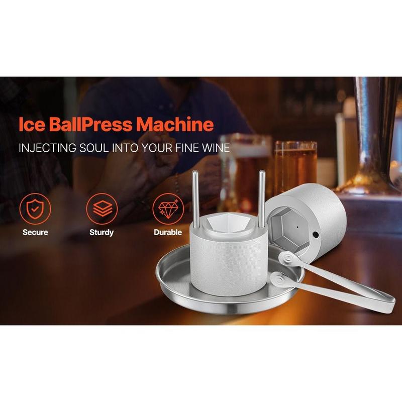 Ice Diamond Press Ice Ball Maker 2.4" Diamond Ice Press Kit for Whiskey Cocktail