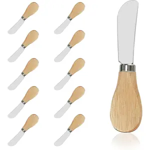 10 count Small Cheese Spreader Set, Stainless Steel Butter Spreader, Mini Butter  Spreader with Wooden Handle for Grill Plates, Sandwiches, Spreaders, 4.7 inch
