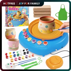 Hotfree Pottery Wheel for Kids, Complete Pottery Kit with Air Dry Clay and Painting Tools, Arts and Crafts for Kids Ages 6-8 8-12, Gift for Boys Girls