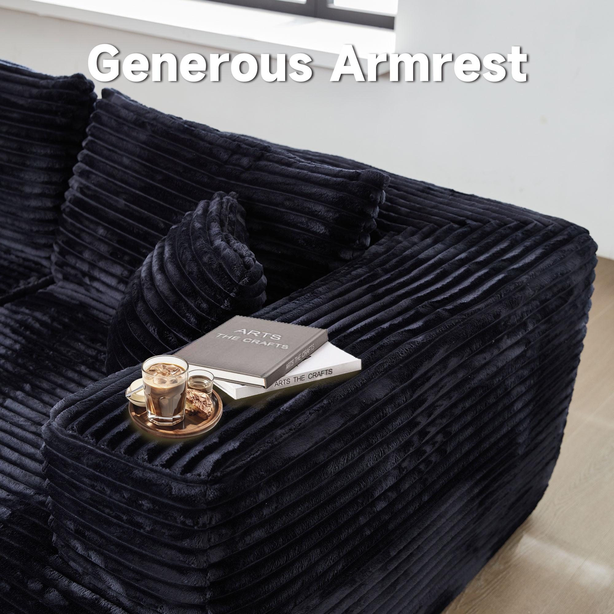 【4 Packages Shipping】Ovios 104" Plush Corduroy Cloud Velvet Modular Couch with Chaise Living Room Sofa Set, No Assembly Required - L-Shaped Sectional Sofa Set with Flexible Configuration - 6 Seater