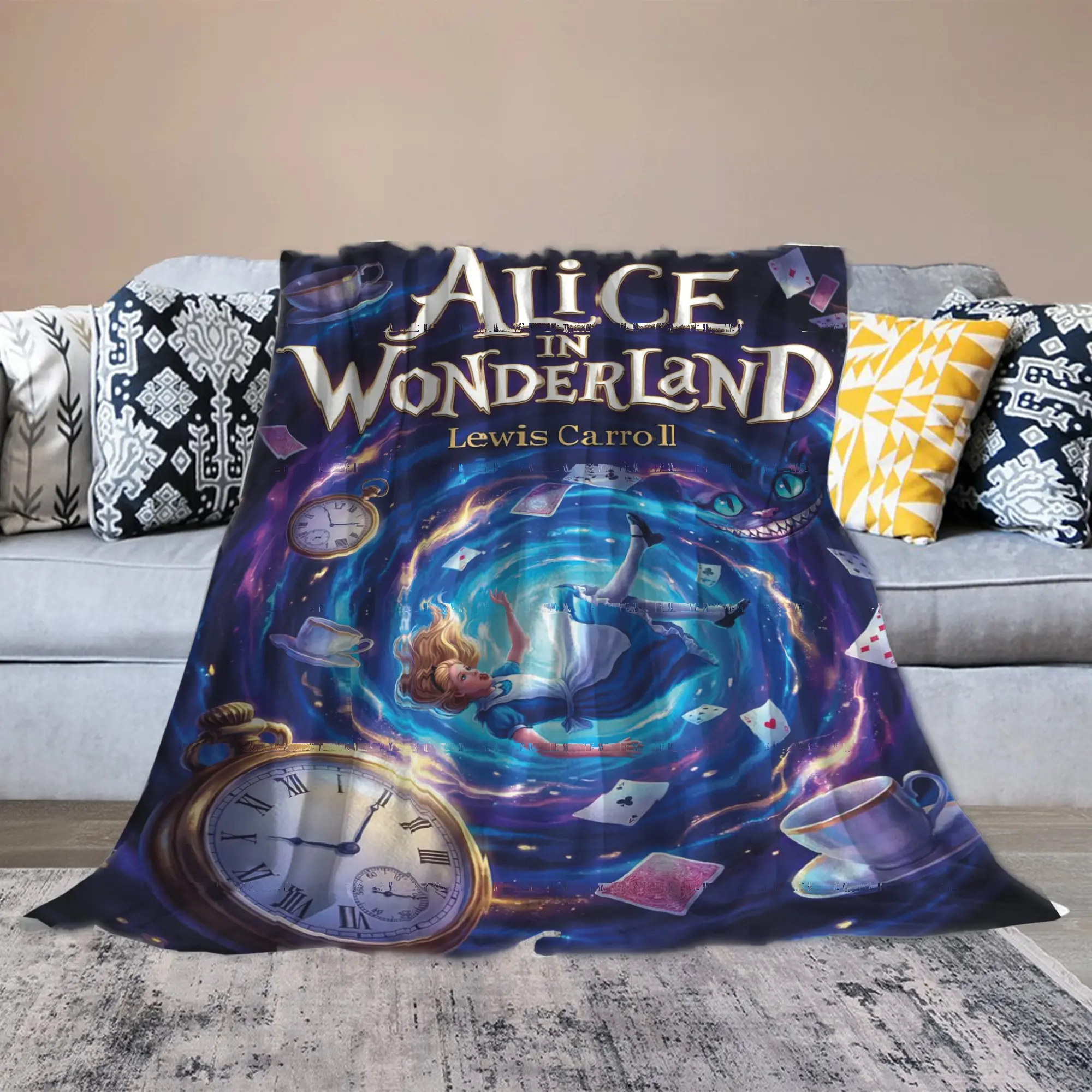 Alice in Wonderland Ultra Soft Flannel Fleece Blanket | Cozy Lightweight Throw Blanket for Couch, Sofa, Bed & Travel