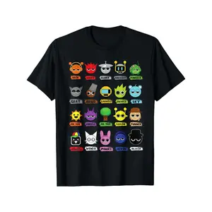 Sprunki Cartoon Character Cotton T-Shirt Breathable Crew Neck Short Sleeve Casual Streetwear Fashion for Boys Girls Funny Graphic Design
