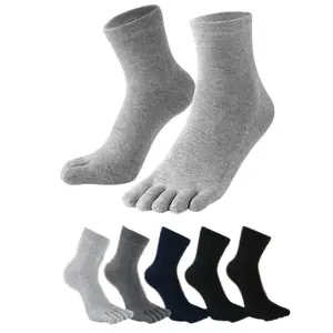 5pcs Toe Socks for Men: Five Finger Cotton Athletic Crew Socks No Show Breathable Running Ankle Socks