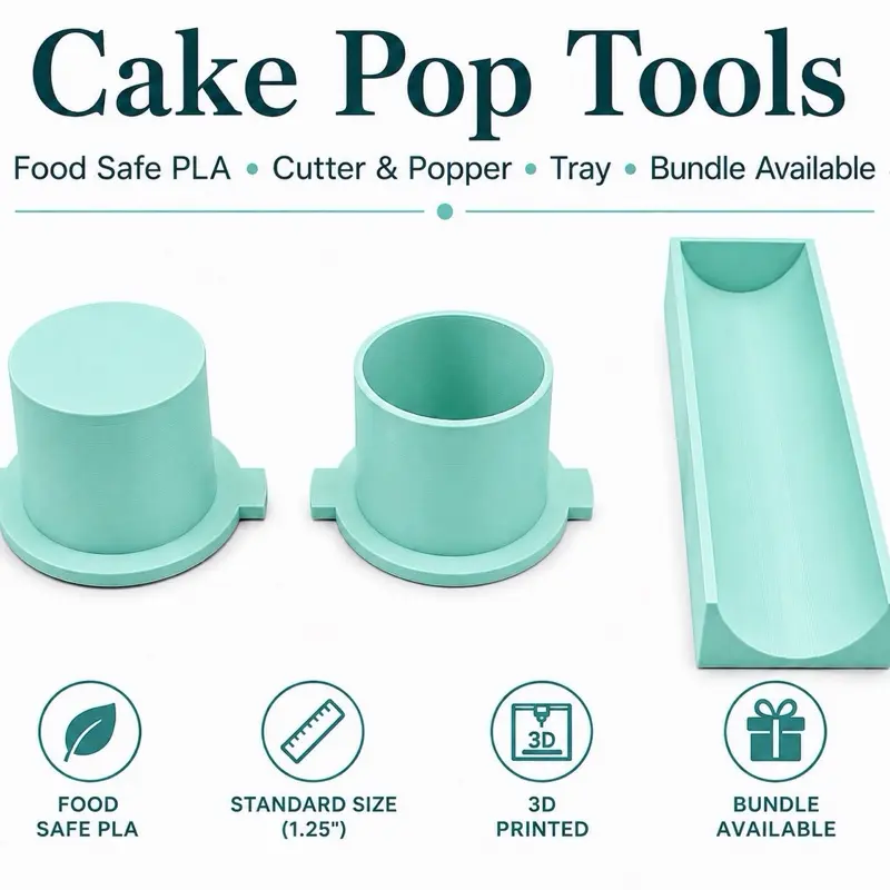 Circle Cake Pop Tools Set | 3D Printed Food Safe PLA Cake Pop Mold Tools | Cake Pop Cutter & Popper |  Tray | Baking Supplies Multi-Shape Home Baking Supplies Baking Molds