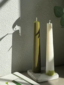 Elegant Soy Wax Pillar Candle Set of 2 Minimalist Home Decor Gift with Ribbed Texture for Modern Ambiance High-Quality Eco-Friendly Candles